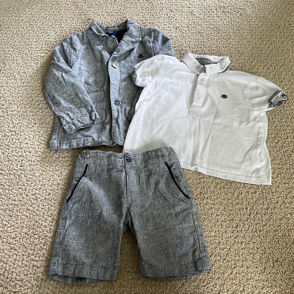 3P & Co toddler boy suit jacket with shirt and shorts